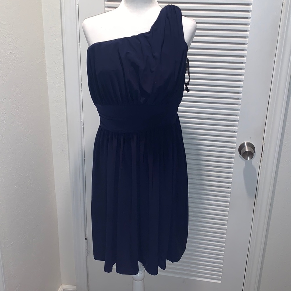 Avenue one shoulder dress, blue